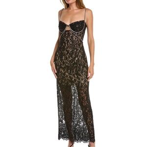 Self-Portrait Black Lace and Silver Beaded Evening Dresses